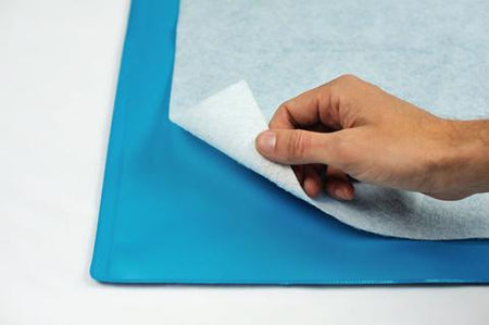 Hand gripping onto an anti-slip base mat