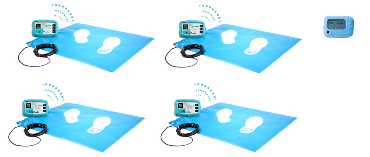 Four Wireless Floor Pressure Mats and a Wireless Control Box