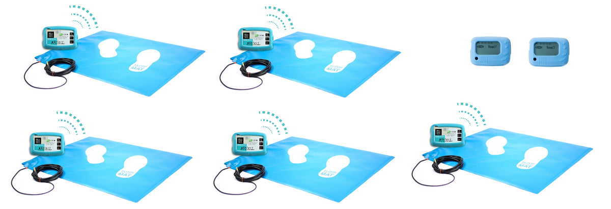 Five Wireless Floor Pressure Mats and Two Control Boxes