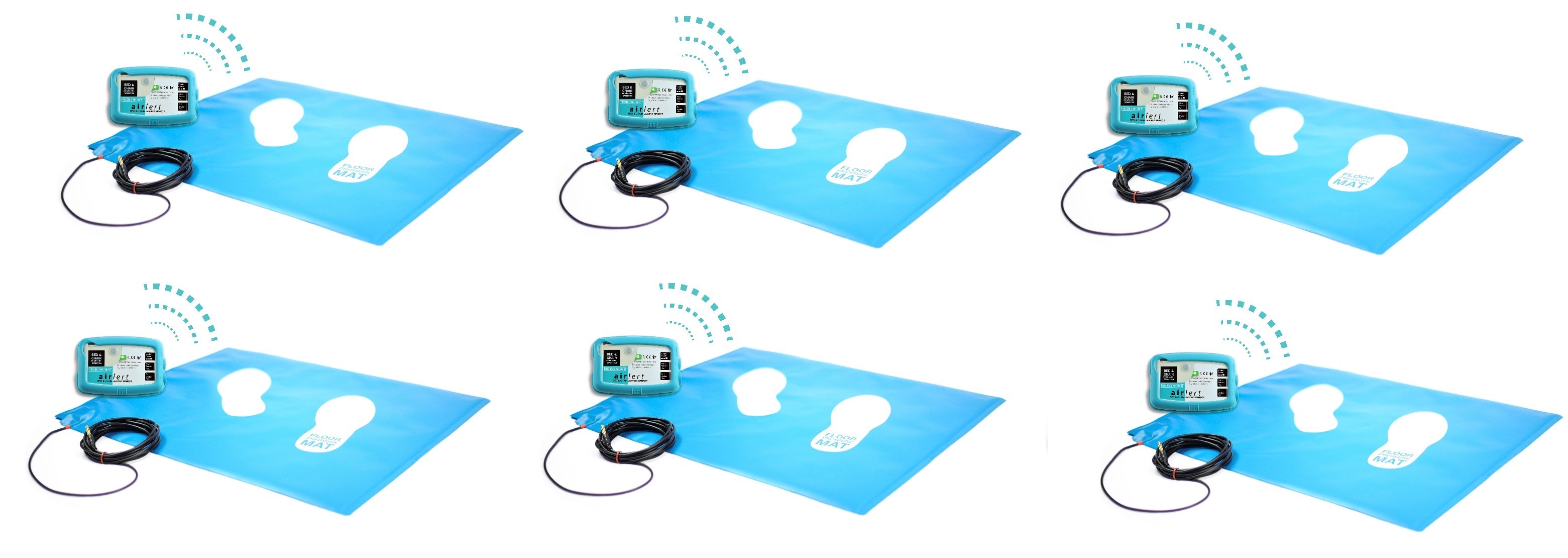 Six wireless floor pressure mats