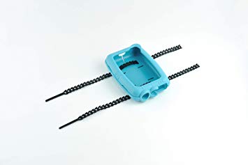 Product photo of a sensor case and rap straps, featuring a rubber case with adjustable straps and a wall-fixing plate for the sensor control box