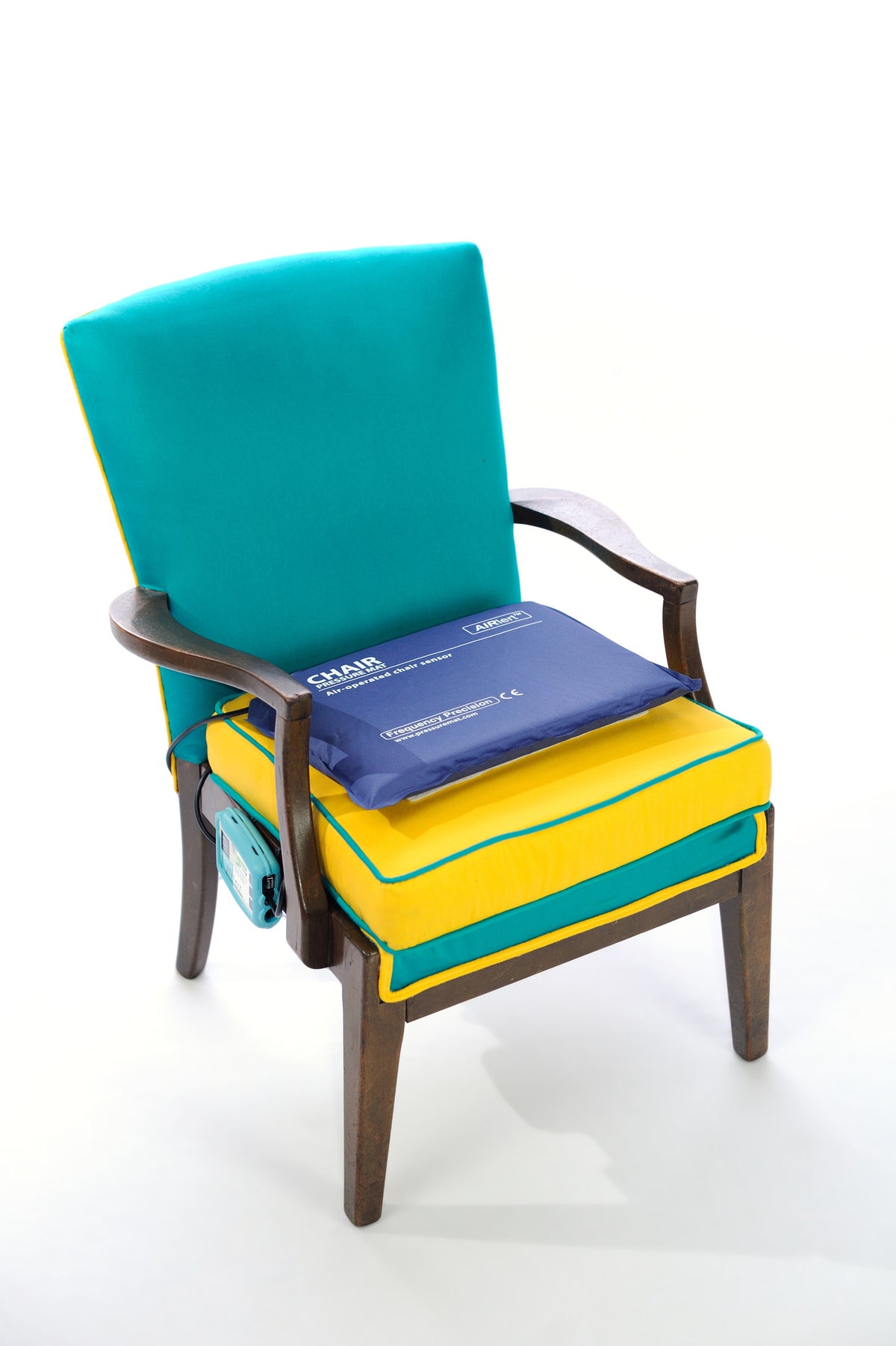 Wireless Chair Pressure Mat placed on a chair