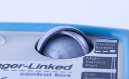 Close-up of eye within motion sensor control box
