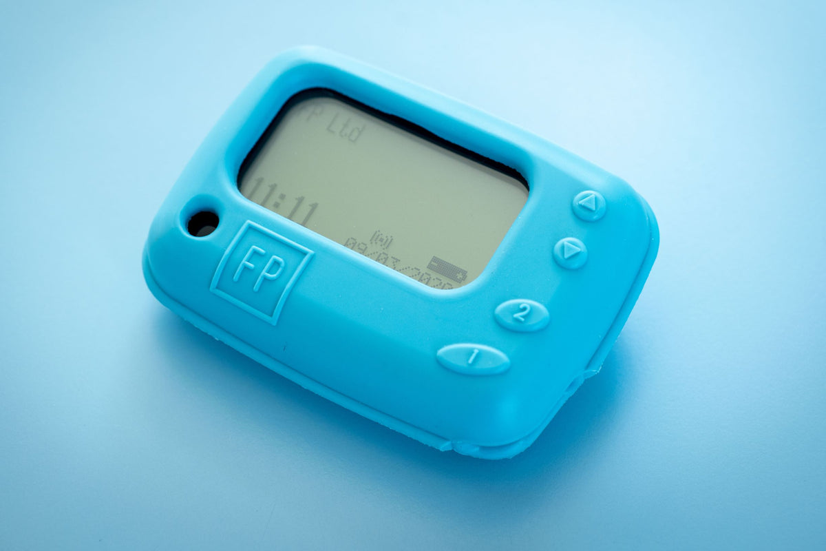 Blue pager with digital display