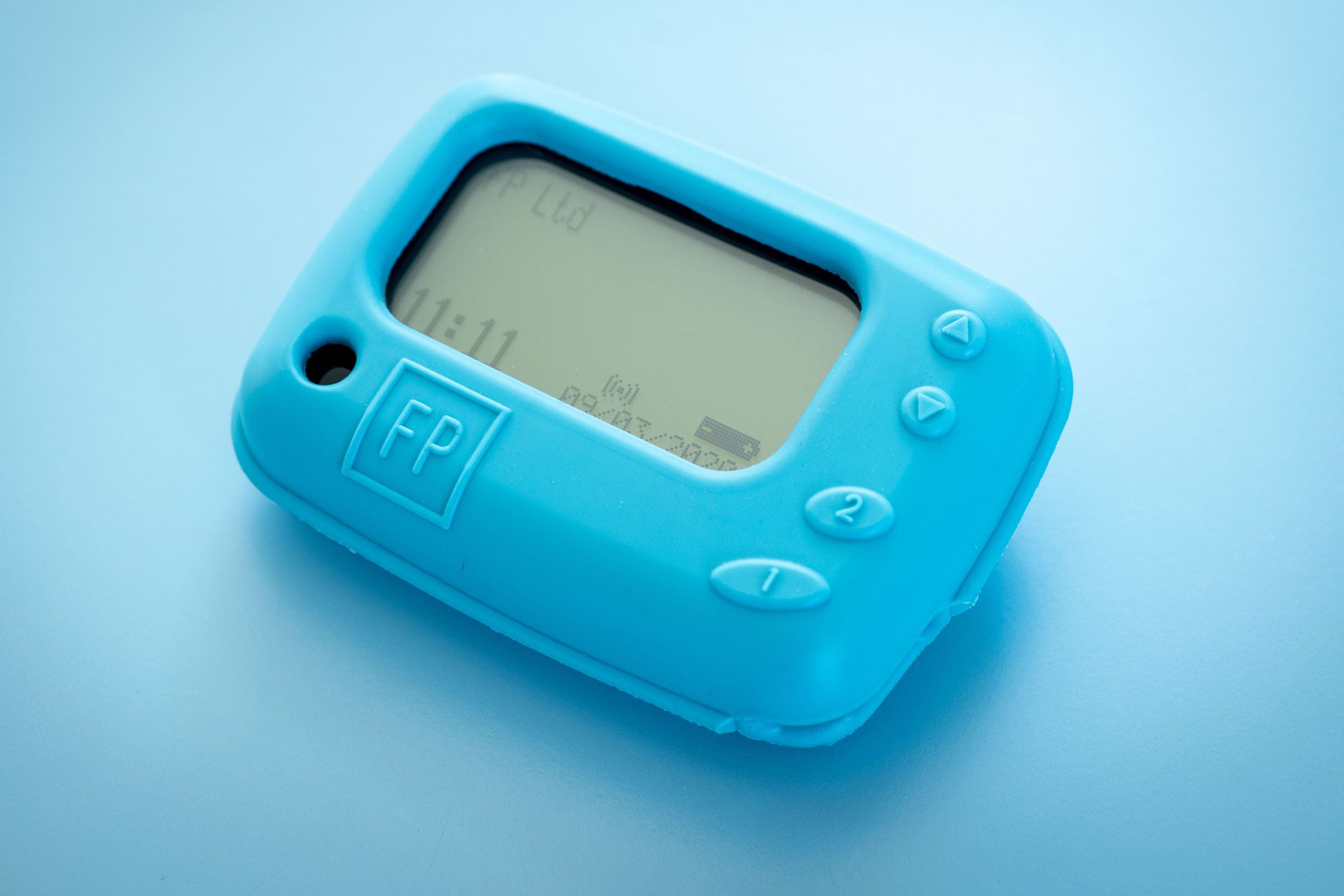 Blue pager with digital display