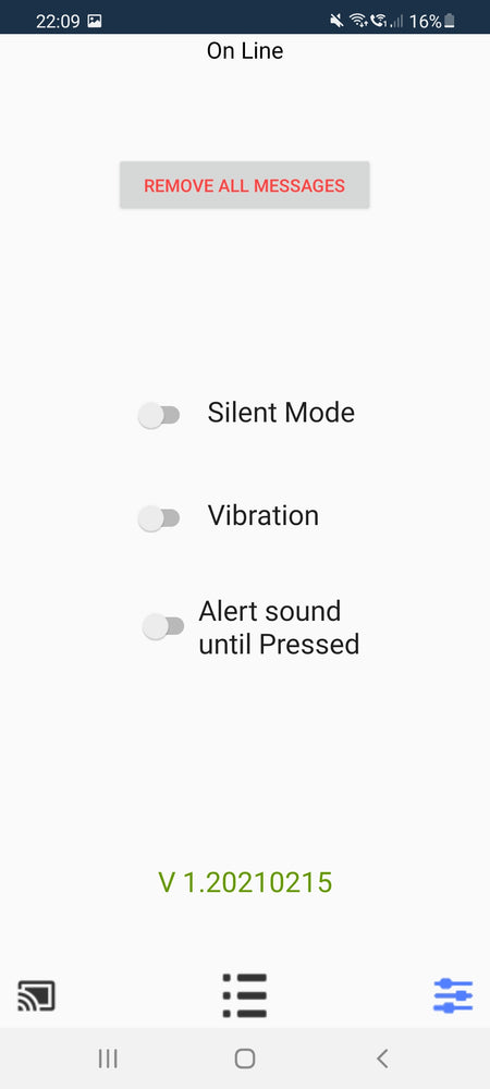 Screenshot of mobile phone with noise settings