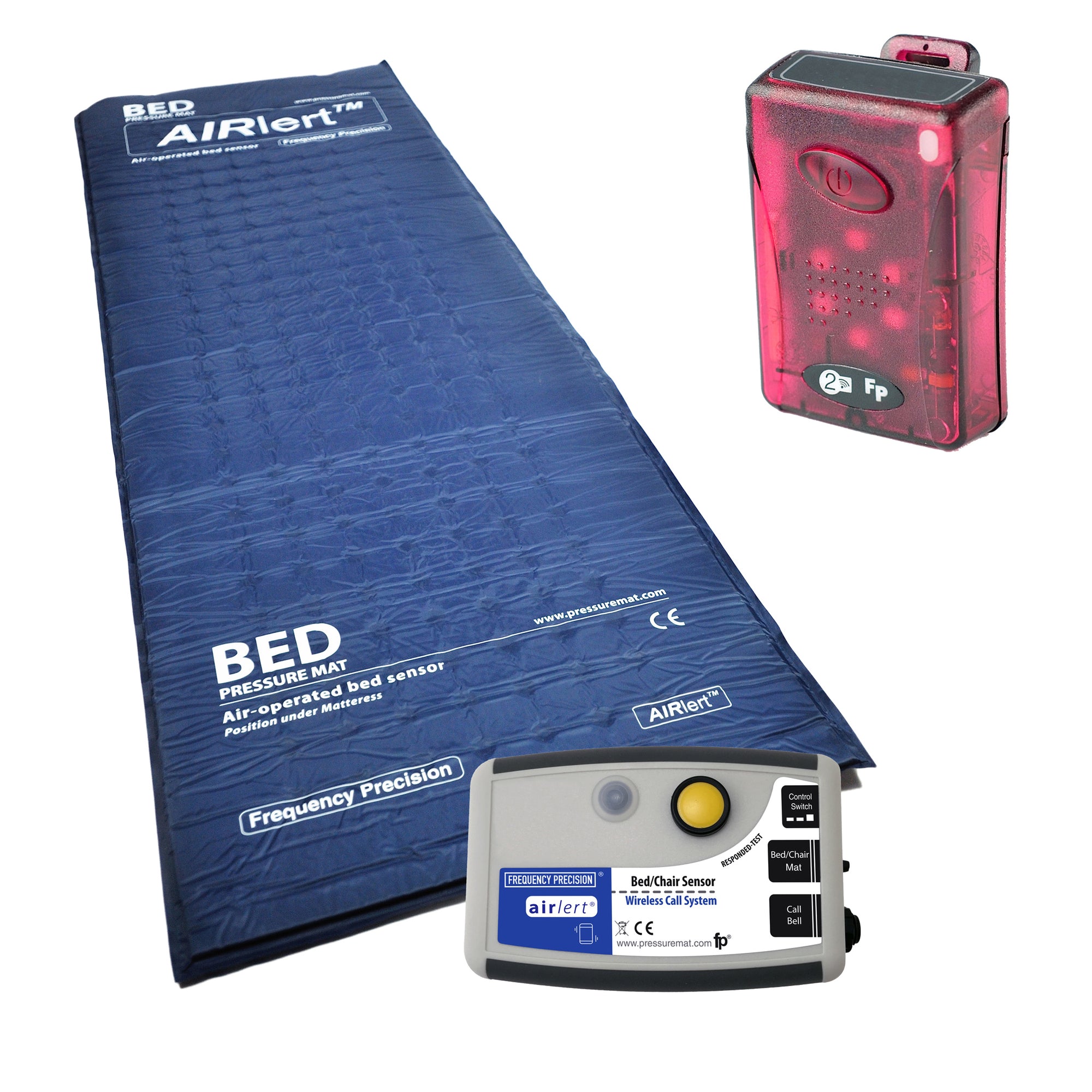 Product image displaying a Wireless Bed Pressure Mat & Pager set