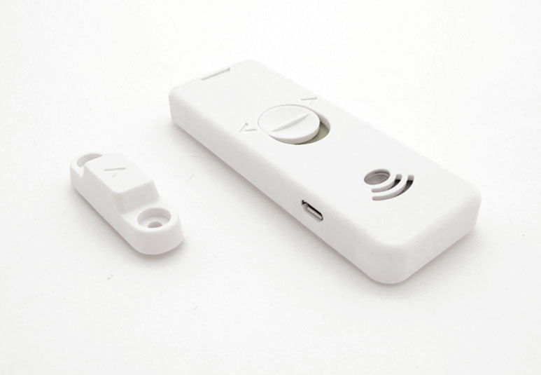 Product image of a white door sensor